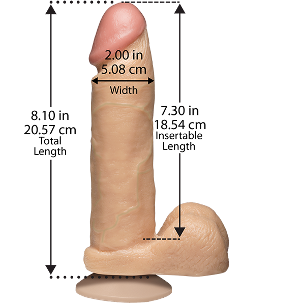 The Realistic Cock ULTRASKYN Realistic Dildo With Balls 8 Inch Vanilla - - Realistic Dildos