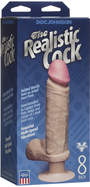 The Realistic Cock ULTRASKYN Realistic Vibrating Dildo 8 Inch Vanilla - - Vibrating Dildos