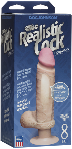The Realistic Cock ULTRASKYN Multi Function Vibrating Dong 8 Inch Vanilla - - Vibrating Dildos