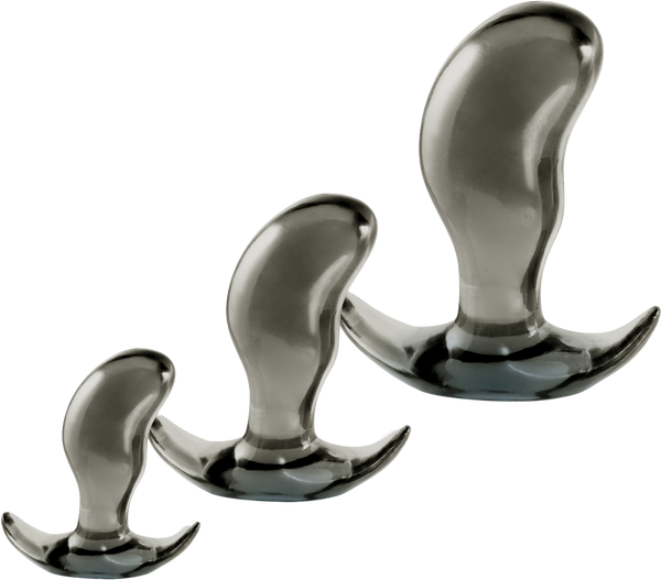 Black Axinite 3 In 1 Flexible and Hygienic Anal Plug Kit Set - - Butt Plugs