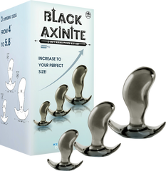 Black Axinite 3 In 1 Flexible and Hygienic Anal Plug Kit Set - - Butt Plugs