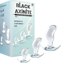 Black Axinite 3 In 1 Flexible and Hygienic Anal Plug Kit Set - - Butt Plugs