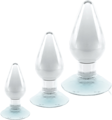 Black Axinite 3 In 1 Suction Cup Base Anal Plug Kit Set - - Butt Plugs