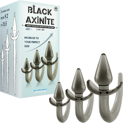 Black Axinite 3 In 1 Unique Design Anal Plug Kit with Tail - - Butt Plugs