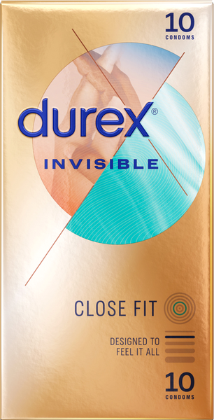 Durex Invisible Close Fit Thin Condoms 10 Piece - - Condoms