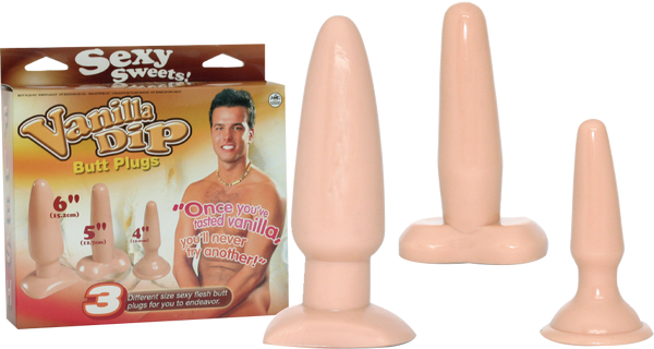 Excellent Power Vanilla Dip Butt Plugs Set Flesh - - Butt Plugs