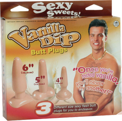 Excellent Power Vanilla Dip Butt Plugs Set Flesh - - Butt Plugs