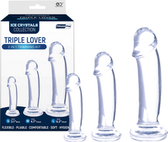 Ice Crystals Collection Triple Lover 3 In 1 Anal Plug Training Kit Clear - - Butt Plugs
