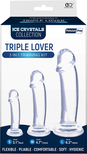 NANMA Ice Crystals Collection Triple Lover 3 In 1 Anal Plug Training Kit Clear - - Butt Plugs
