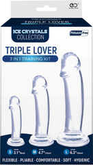 Ice Crystals Collection Triple Lover 3 In 1 Anal Plug Training Kit Clear - - Butt Plugs