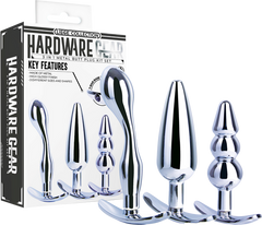 Hardware Gear 3 in 1 High Glossy Finish Metal Butt Plug Kit Set Chrome - - Butt Plugs