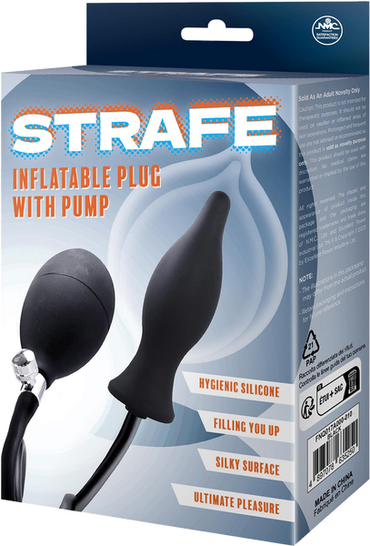 NANMA Corporation Strafe Inflatable Teardrop Silicone Butt Plug With Pumps Black - - Butt Plugs