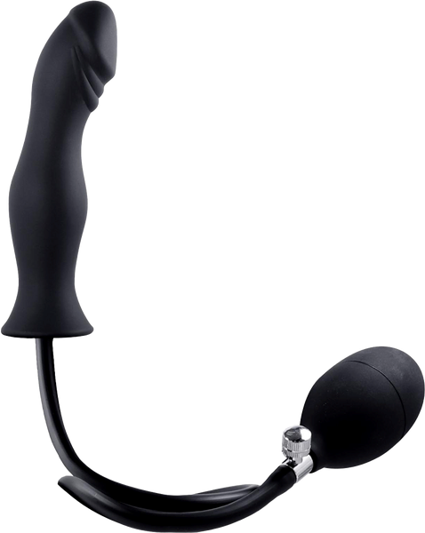 Strafe Inflatable Silicone Penis Shape Butt Plug With Pumps Black - - Butt Plugs