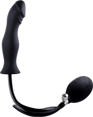 Strafe Inflatable Silicone Penis Shape Butt Plug With Pumps Black - - Butt Plugs
