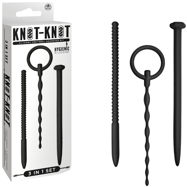Knot Knot Nail Silicone Urethral Sounding Kit Black - - Urethral Sounds