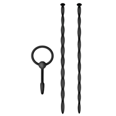 Knot Knot Twist Silicone Urethral Sounding Kit Black - - Urethral Sounds