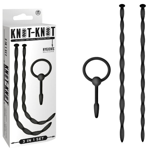 Knot Knot Twist Silicone Urethral Sounding Kit Black - - Urethral Sounds