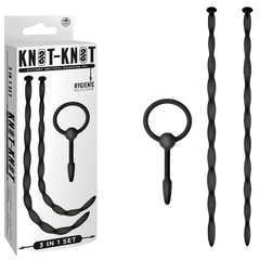 Knot Knot Twist Silicone Urethral Sounding Kit Black - - Urethral Sounds