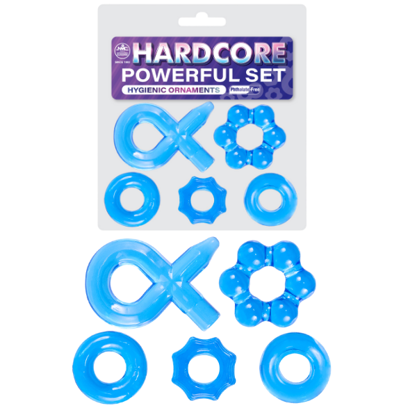 Excellent Power Hardcore Super Stretchy Powerful Cockring Set Blue - - Stretchy Cock Rings