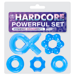 Excellent Power Hardcore Super Stretchy Powerful Cockring Set Blue - - Stretchy Cock Rings
