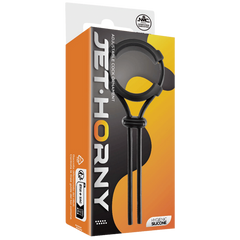 Jet Horny Adjustable Silicone Mens Cock Ornament Black - - Stretchy Cock Rings