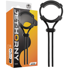 Jet Horny Adjustable Silicone Mens Cock Ornament Black - - Stretchy Cock Rings