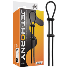 Jet Horny Adjustable Male Cock Ornament with Ball Strap Black - - Stretchy Cock Rings