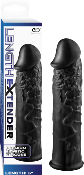 NANMA Corporation Excellent Power Penis Length Extender 6 Inch Black Premium Silicone - - Penis Sleeves and Extenders