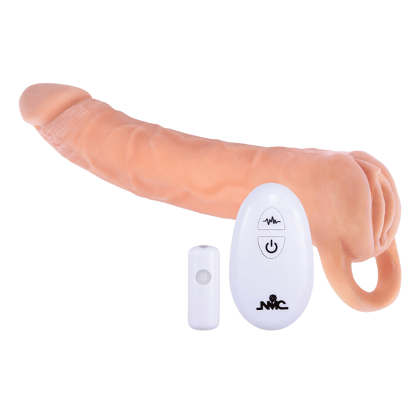 NANMA Corporation Excellent Power Remote Control Vibrating Penis Extendor 9 Inch Flesh - - Penis Sleeves and Extenders