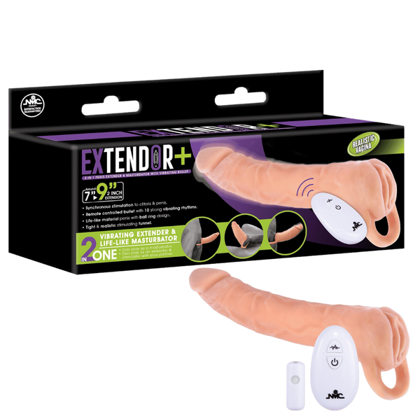 NANMA Corporation Excellent Power Remote Control Vibrating Penis Extendor 9 Inch Flesh - - Penis Sleeves and Extenders