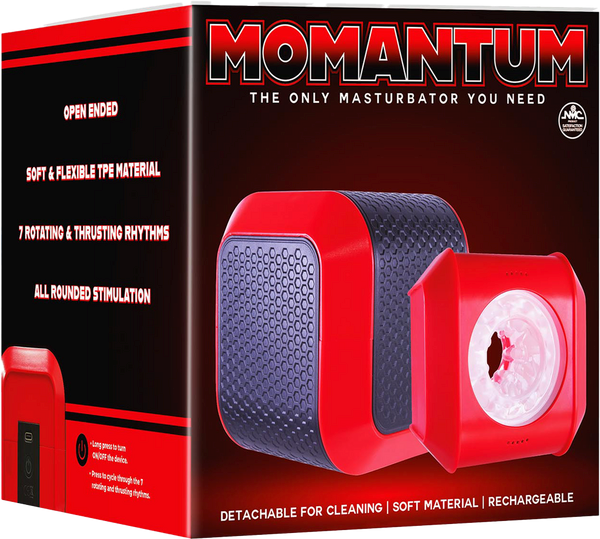 Momantum The Cube Rechargeable Automatic Male Masturbator Red / Black - - Masturbators and Strokers