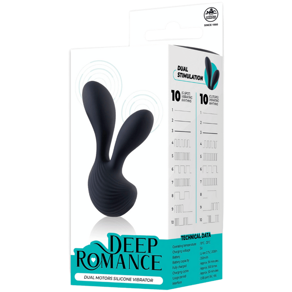 Deep Romance Dual Motors G Spot Silicone Vibrator Black - - G-Spot Vibrators