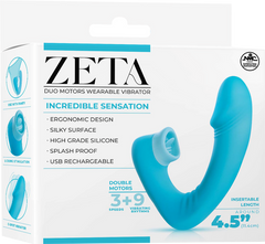 Zeta Dual Motor USB Rechargeable Wearable Clitoral Vibrator Blue - - Clit Ticklers and Pulsators