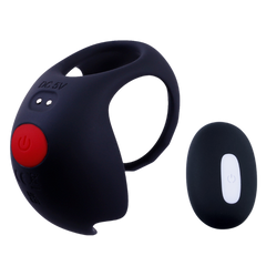 Giga Booster Rechargeable Cock Ornament with Scrotal Stimulator Black - - Vibrating Cock Rings