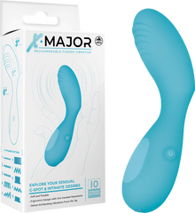 X. Major 10 Function Rechargeable Finger Vibrator Blue - - Finger and Tongue Vibrators