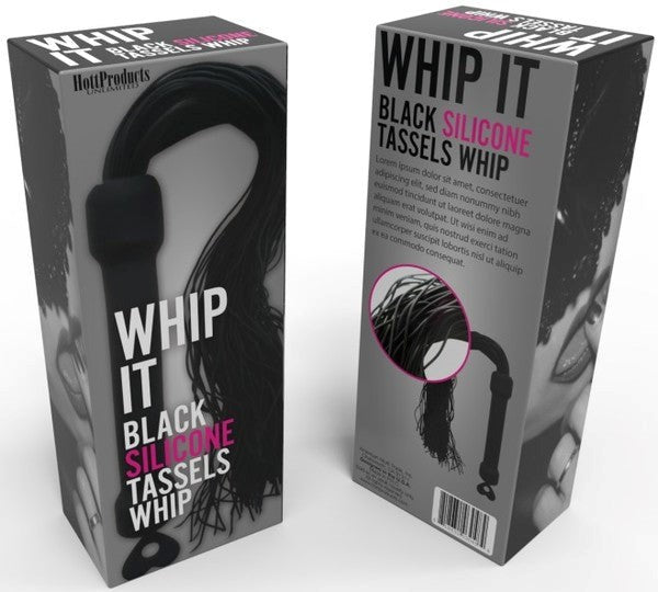 Hott Products Whip It Black Tassel Silicone Tassels Bondage Whip - - Whips And Crops
