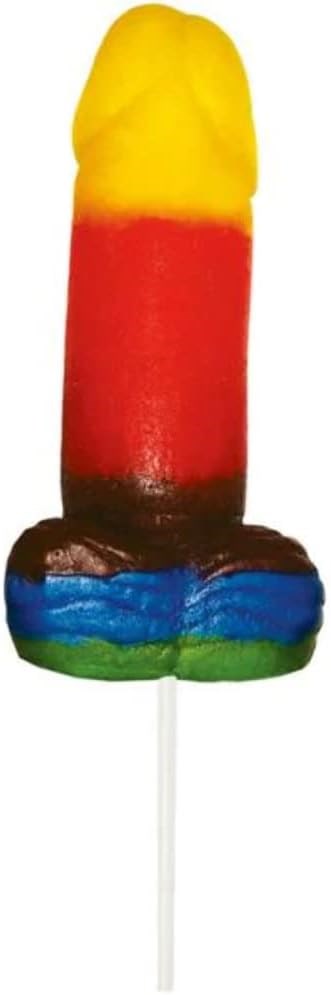 Rainbow Sweet and Sour Jumbow Rainbow Edible Gummy Cock Pop - - Party Gifts and Novelties