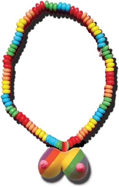 Rainbow Edible Boobie Candy Necklace - - Party Gifts and Novelties