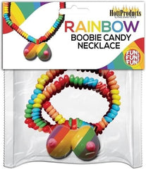 Rainbow Edible Boobie Candy Necklace - - Party Gifts and Novelties