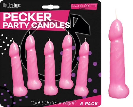 Hott Products Bachelorette Pecker Party Candle 5 Pack Pink - - Party Gifts and Novelties