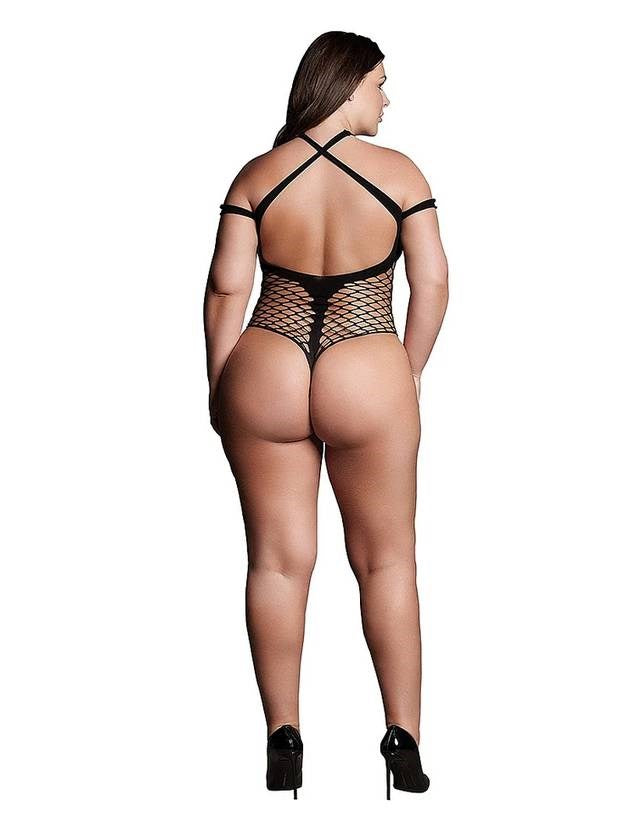 Shots Toys Le Desir Shade Leda XIII Body with Crossed Neckline Black Lingerie - - Teddies and Bodysuits