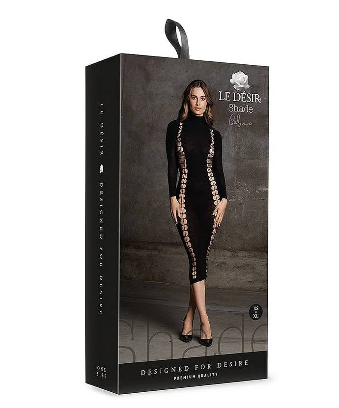 Shots Toys Le Desir Shade Carme XI Womens Dress with Turtleneck Black Bodycon - - Skirts And Club Wear