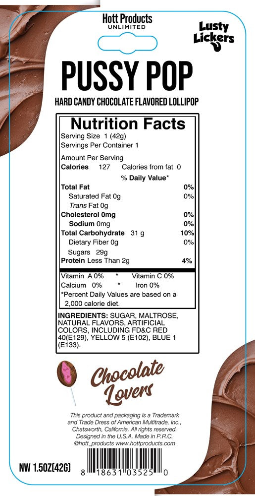 Hott Products Lusty Lickers Pecker Shaped Pop Candy - - Party Gifts and Novelties