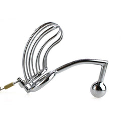 Hell's Couture The Bird Cage Male Chastity Device With Anal Intruder - - Male Chastity