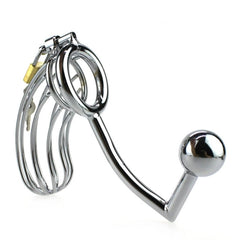 Hell's Couture The Bird Cage Male Chastity Device With Anal Intruder - - Male Chastity