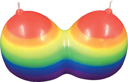Rainbow Jumbow Boobie Shape Novelty Candle - - Party Gifts and Novelties
