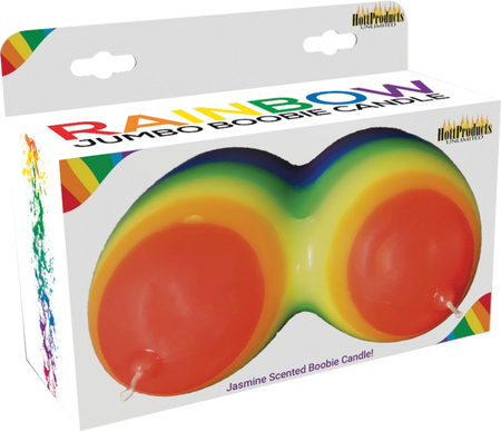 Rainbow Jumbow Boobie Shape Novelty Candle - - Party Gifts and Novelties