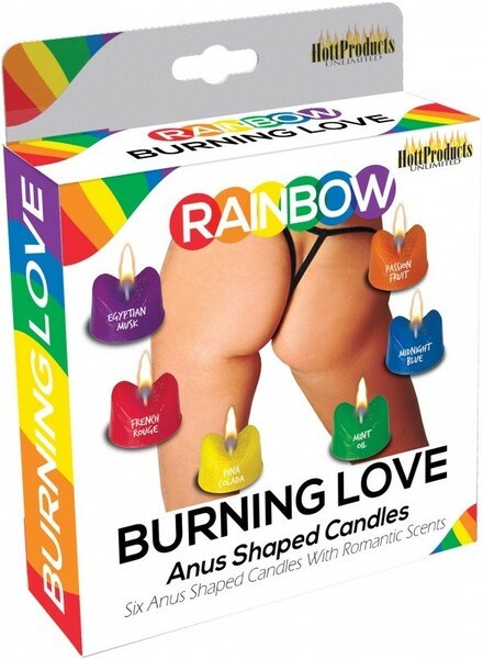 Rainbow Burning Love 6 Sexy Anus Shaped Candles - - Party Gifts and Novelties