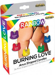 Rainbow Burning Love 6 Sexy Anus Shaped Candles - - Party Gifts and Novelties