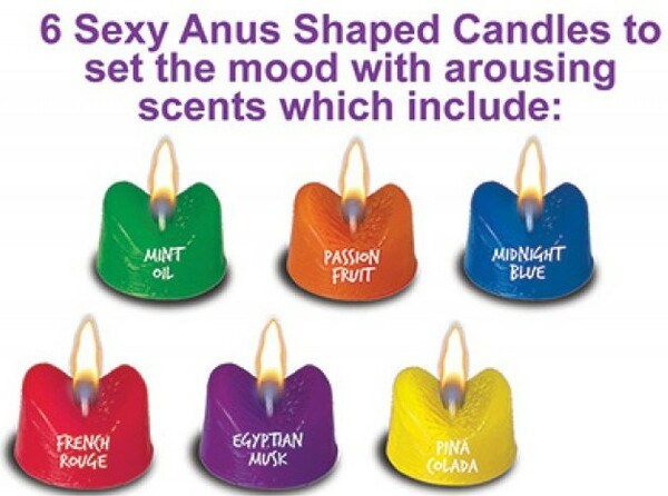 Rainbow Burning Love 6 Sexy Anus Shaped Candles - - Party Gifts and Novelties